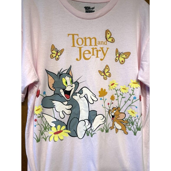 Tom and Jerry Shirt Womens Large Pink Short Sleeve Tee Size L - Picture 2 of 4
